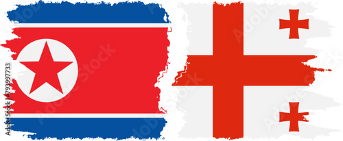 Georgia and North Korea grunge flags connection vector