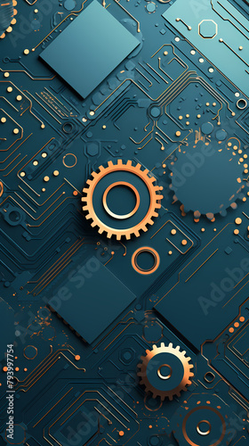 Gears on circuit board background © xuan