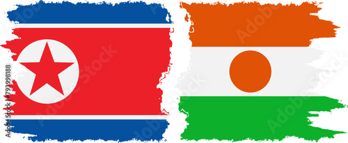 Niger and North Korea grunge flags connection vector