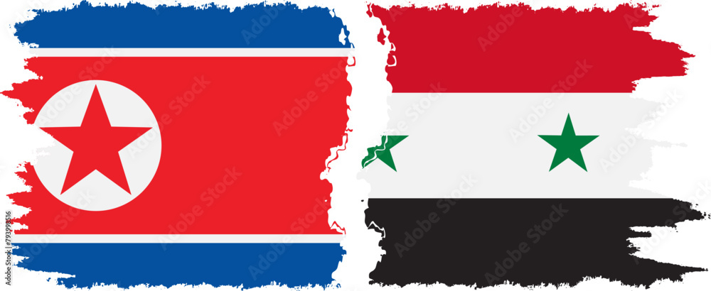 Syria and North Korea grunge flags connection vector Syria and North Korea grunge flags connection vector