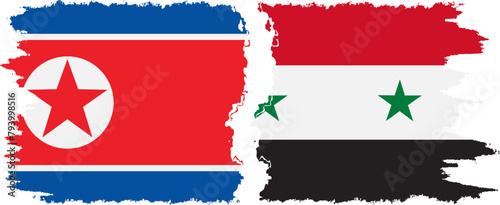 Syria and North Korea grunge flags connection vector