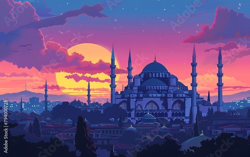 Vector illustration of Hagia sophia, istanbul Türkiye photo