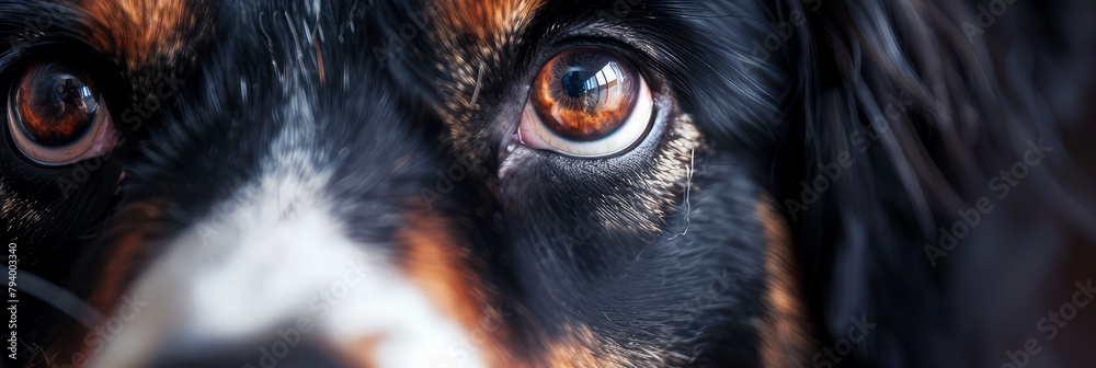close-up of the eyes of a dog close-up of the eyes of a dog