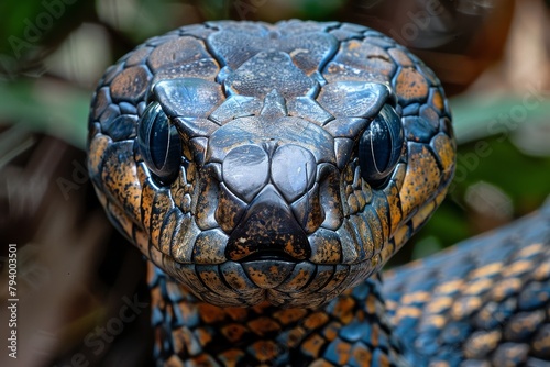 King Cobra: Erecting its hood with menacing eyes, illustrating the apex predator in the snake world.
