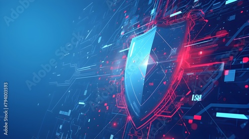 Vibrant Cybersecurity Shield Protecting Digital Data from Cyberattacks