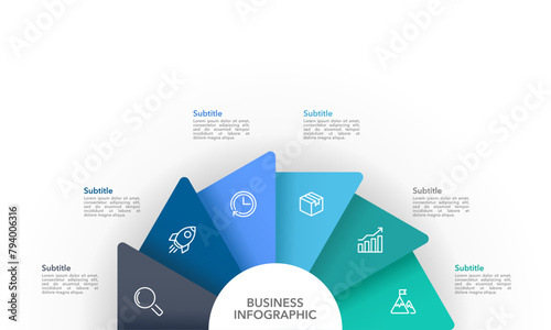 6 Process wind turbine infographic design template. Business presentation.