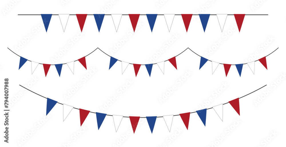 Obraz premium 3 color flags garland. Bunting set on transparent background.