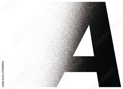 PrintPainted letter A. Grunge alphabet font. Abstract handmade sans serif typeface. Distress textured abc. Ink splatter surface trace. Vector stock illustration EPS 10. Isolated on white.