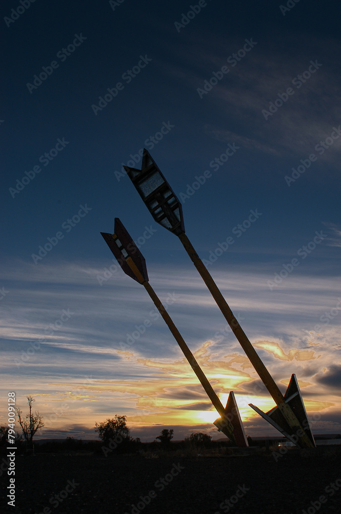 giant arrows at sunset