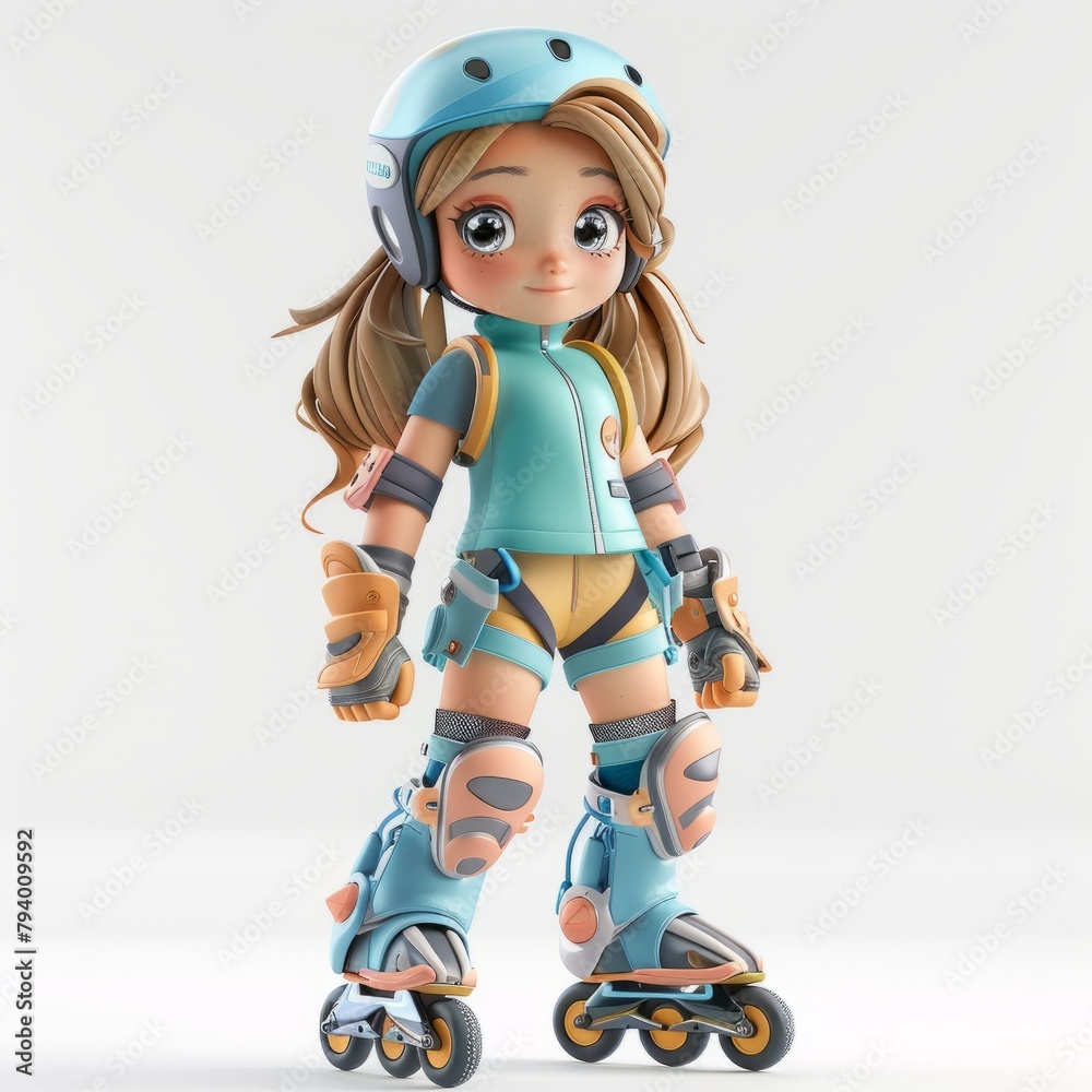 b'A rollerblading girl with a helmet' b'A rollerblading girl with a helmet'