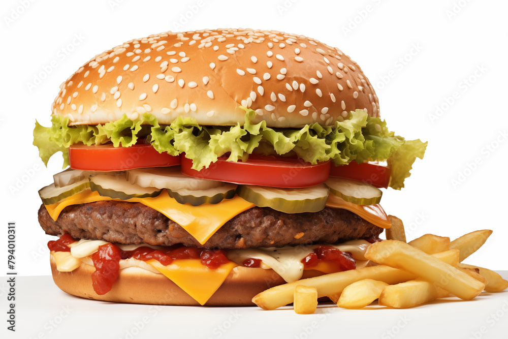 Hamburger on white background. Fast food related topics. Topics related to malnutrition. Job offer. Image for graphic designer. Image for flyers. Hamburger on white background. Fast food related topics. Topics related to malnutrition. Job offer. Image for graphic designer. Image for flyers.