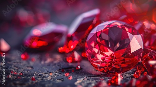 Macro photo of beautiful red gemstones on Abstract Background