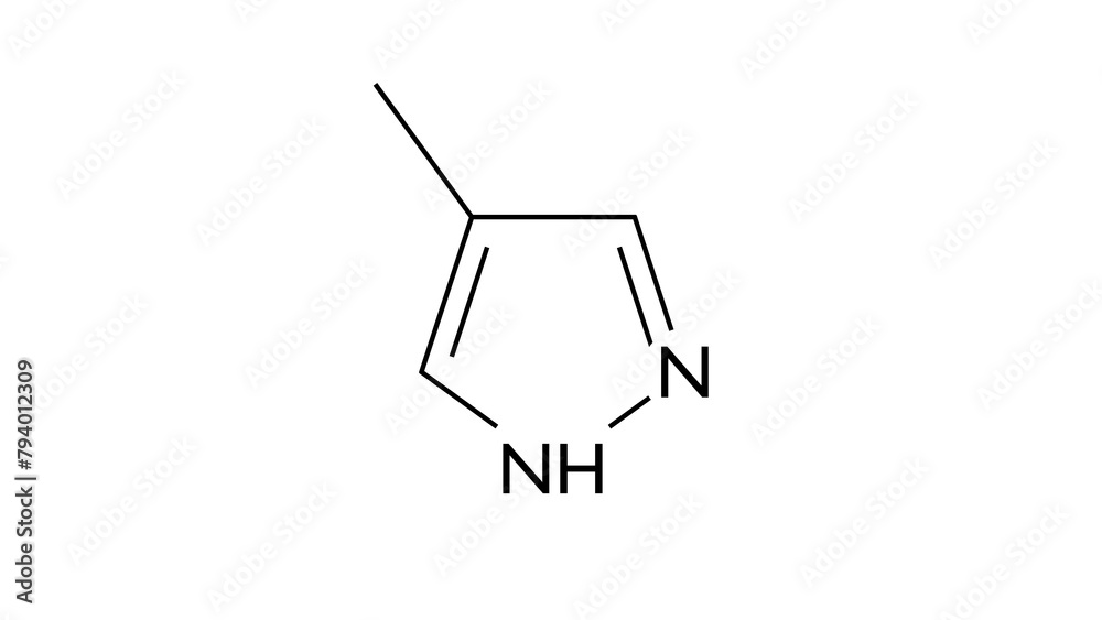 fomepizole molecule, structural chemical formula, ball-and-stick model ...