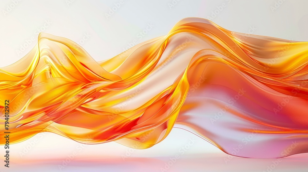 b'Wavy orange translucent 3D shape'