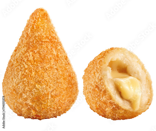 coxinha de frango e bolinha de queijo isolado em fundo transparente photo