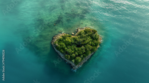 Ilha em formato de coração vista de cima  photo