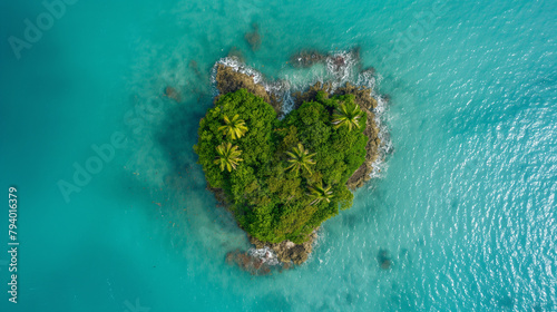 Ilha em formato de coração vista de cima 