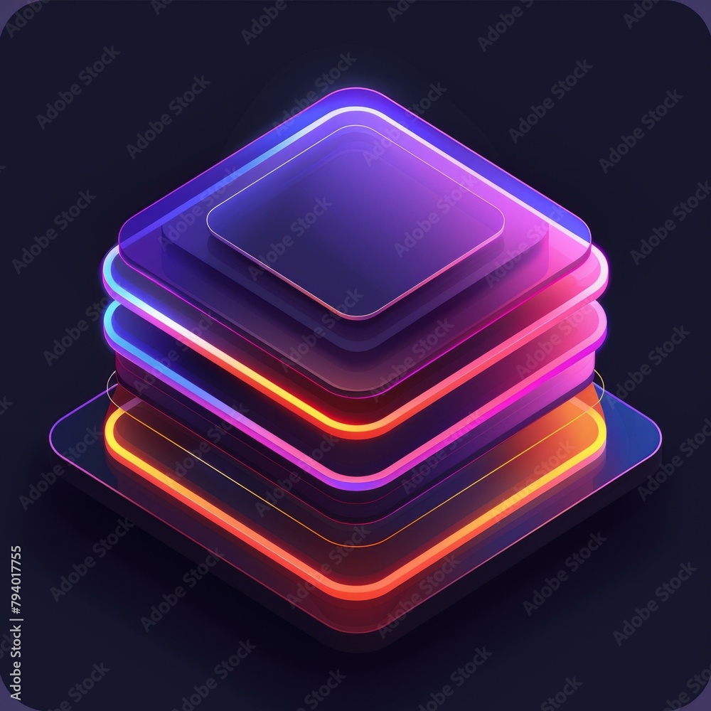 b'A glowing stack of squares' b'A glowing stack of squares'