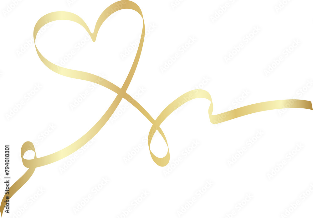 Fototapeta premium Gold heart ribbons, love, valentine, romantic