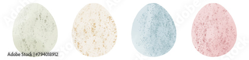 Collection of watercolor hand drawn easter eggs on white background
