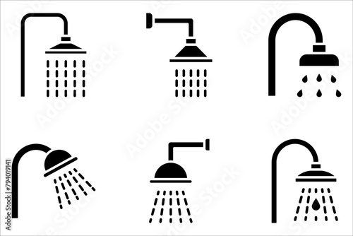 shower icon set symbol template for graphic and web design collection on wite background photo