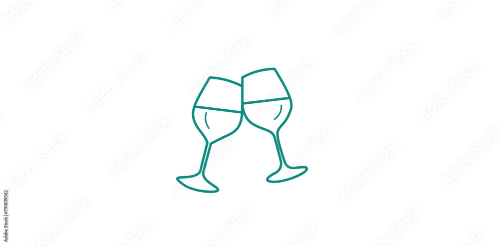 Obraz premium Cheers to Travel: Wine Glasses Vector Icon