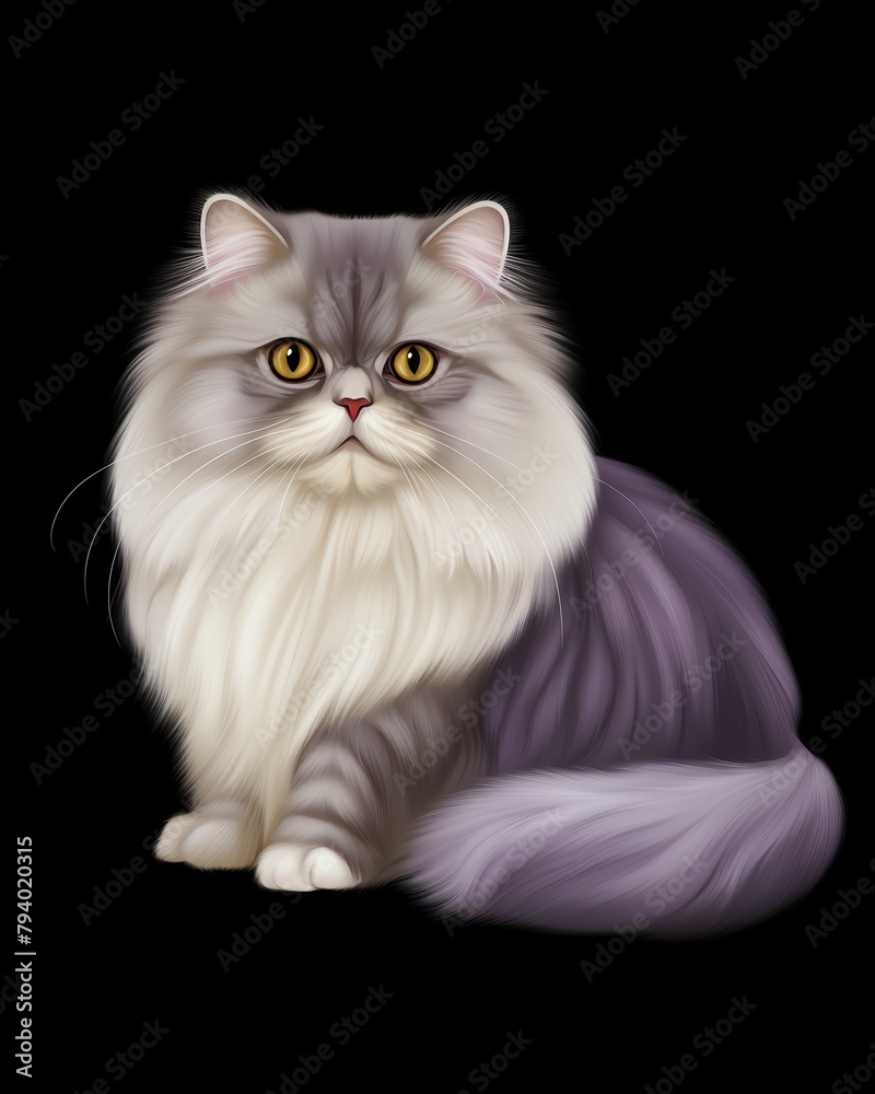 Persian , Fluffy Persian cat on a luxurious deep purple velvet