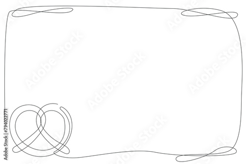 Line Art Bread Frame Border. Kalach Bread Outline Contour Decoration. Editable vector. Continuous Thin Line Modern Drawing. Bakery and Handmade Crafted Food Shop Advertising.	
