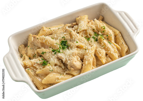 Classic alfredo pasta with penne and white sauce
