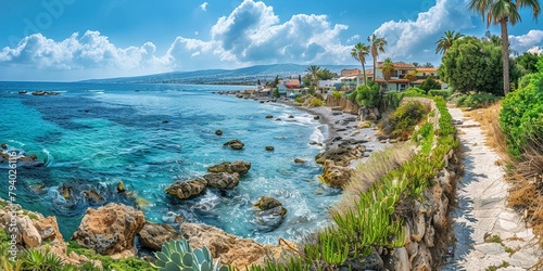 View of the city of Paphos in Cyprus. Paphos is known as the center of ancient history and culture of the island. It is very popular as a center for festivals and other annual events photo