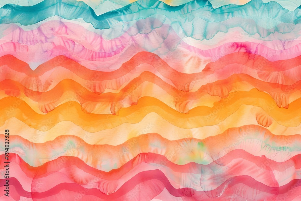 colorful abstract watercolor tie dye batik ombre wavy seamless pattern background