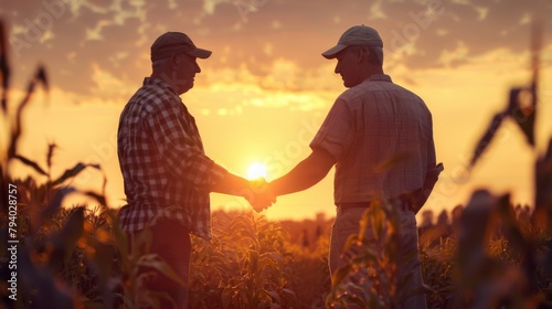 Farmers Handshake in Cornfield