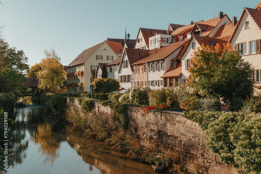 Old national German town house in Bietigheim-Bissingen, Baden-Wuerttemberg, Germany, Europe. Old Town is full of colorful and well preserved buildings.