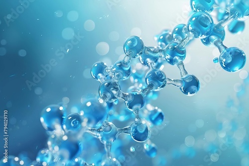 complex molecular structure of serum albumin protein 3d illustration on blue background photo