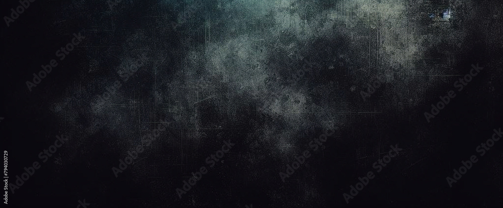 dark blue background texture with black vignette in old vintage grunge textured border design dark elegant teal color wall with light spotlight center