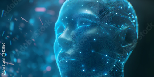 Digital Human Face with Network Patterns