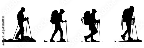 Illustration of a silhouette of hiking 