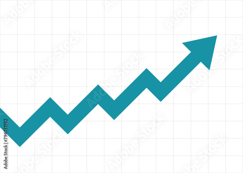 blue bussiness arrow graph stock market arrow growing pointing up on economic boom chart trending upwards financial board rises