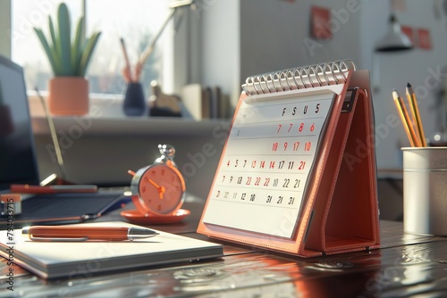 desk calendar with flipping pages time passing and changing dates concept 3d illustration photo