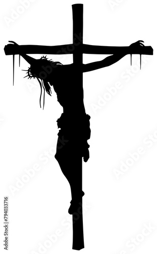 silhouette of Jesus Christ on a cross 
