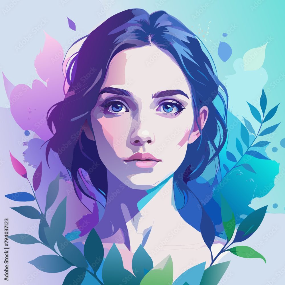 watercolor illustration of beautiful face watercolor illustration of beautiful face