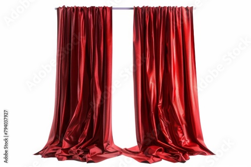 elegant red theater curtains isolated on white background theatrical stage element