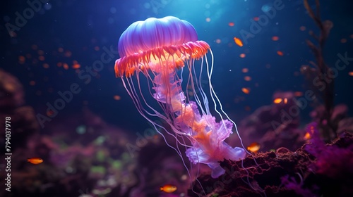  Vibrant pink jellyfish swimming in the ocean © Asghar