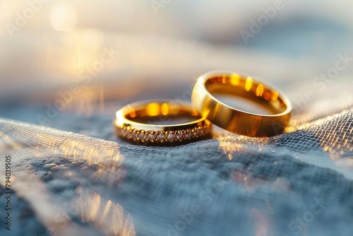 eternal promise pair of golden wedding rings symbolizing love and commitment closeup view photo