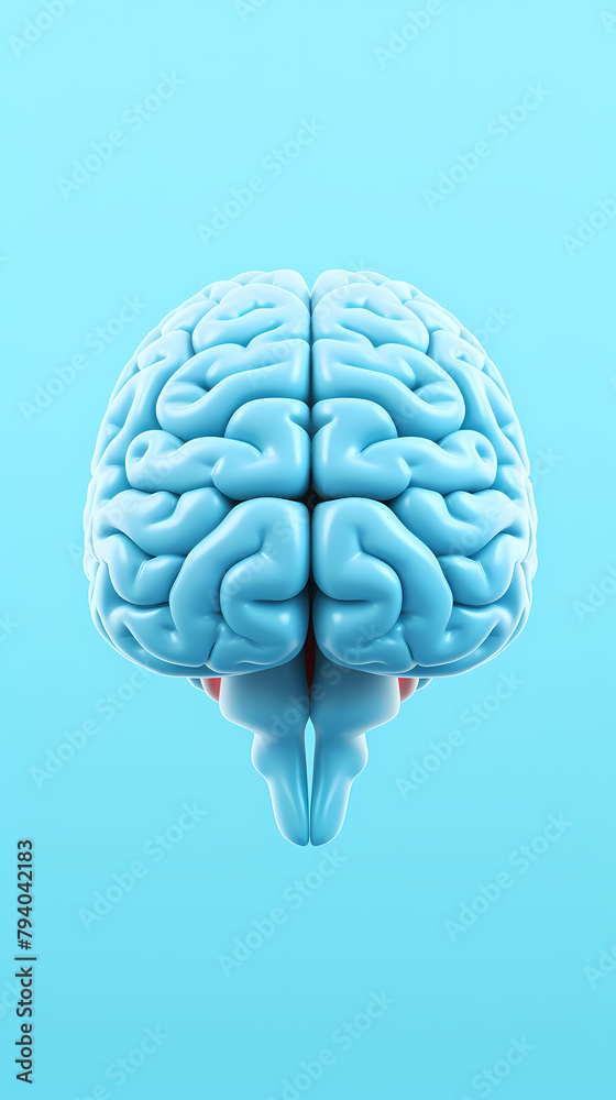 3D rendering of brain floating on blue background 3D rendering of brain floating on blue background
