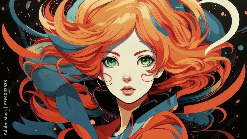 Illustration of a beautiful anime character. Illustration of a beautiful anime character.