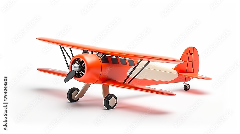 Obraz premium Toy airplane isolated against a stark white background