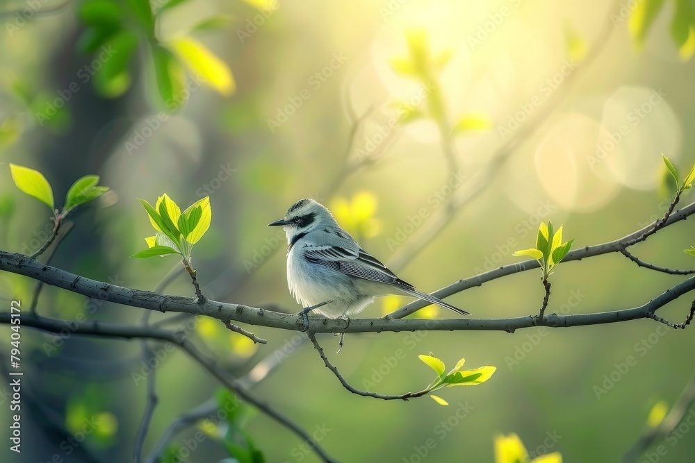 Close-up of a bird perched on a branch. With Generative AI. Beautiful simple AI generated image in 4K, unique. Close-up of a bird perched on a branch. With Generative AI. Beautiful simple AI generated image in 4K, unique.