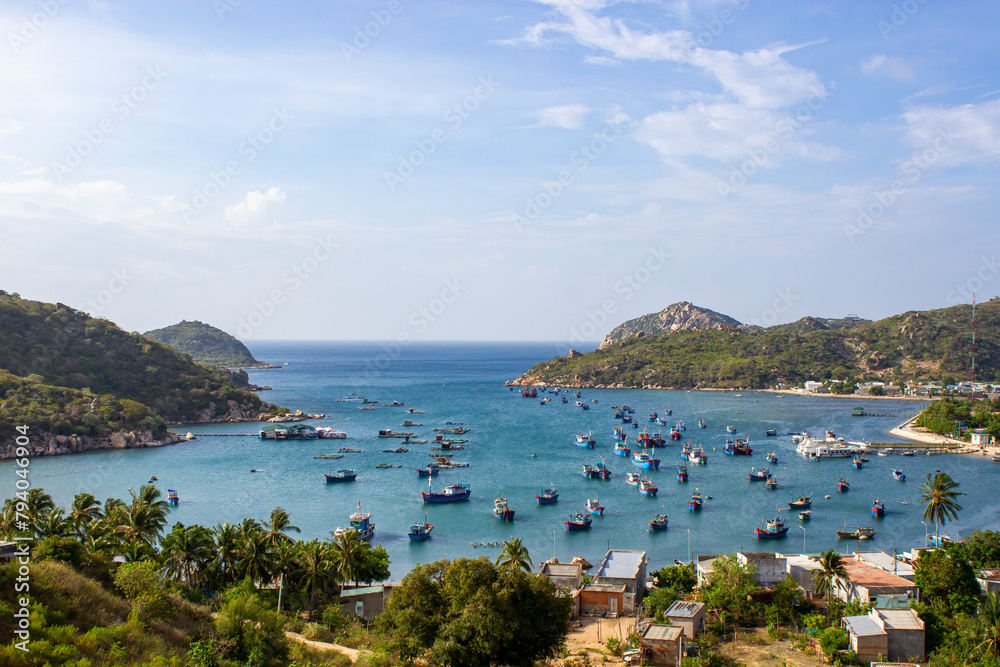 Beautiful Landscape Of Vinh Hy Bay And Fishing Village In Ninh Thuan, Vietnam. Vinh Hy Bay Is Considered One Of The Four Legendary BaysIin Vietnam