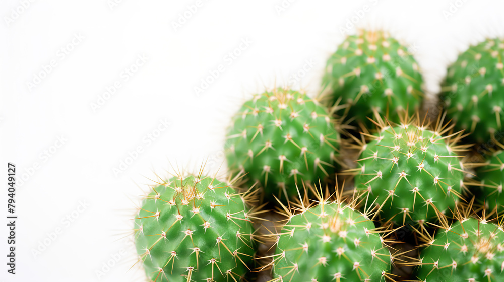 Narrow-headed cacti isolated against a stark white background Narrow-headed cacti isolated against a stark white background